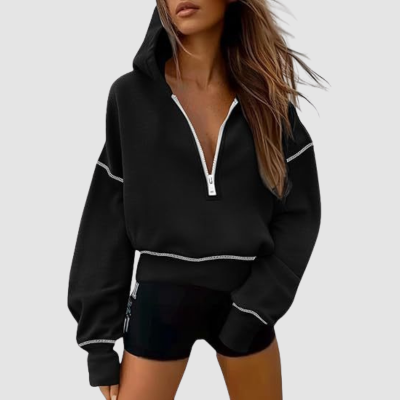Pullover hooded half-zip sweatshirt