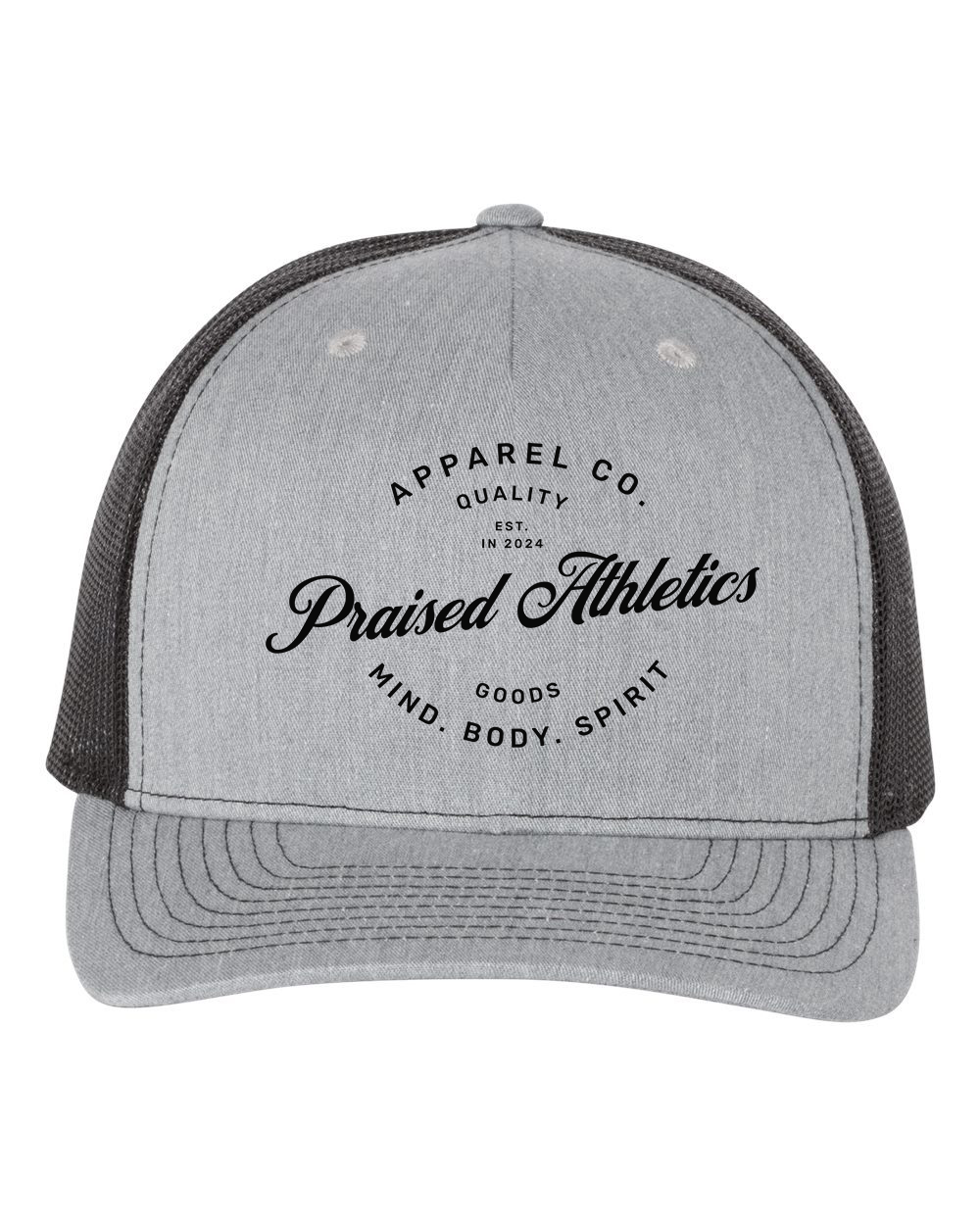 Five-Panel Retro Trucker Cap (Heather Grey/Black)