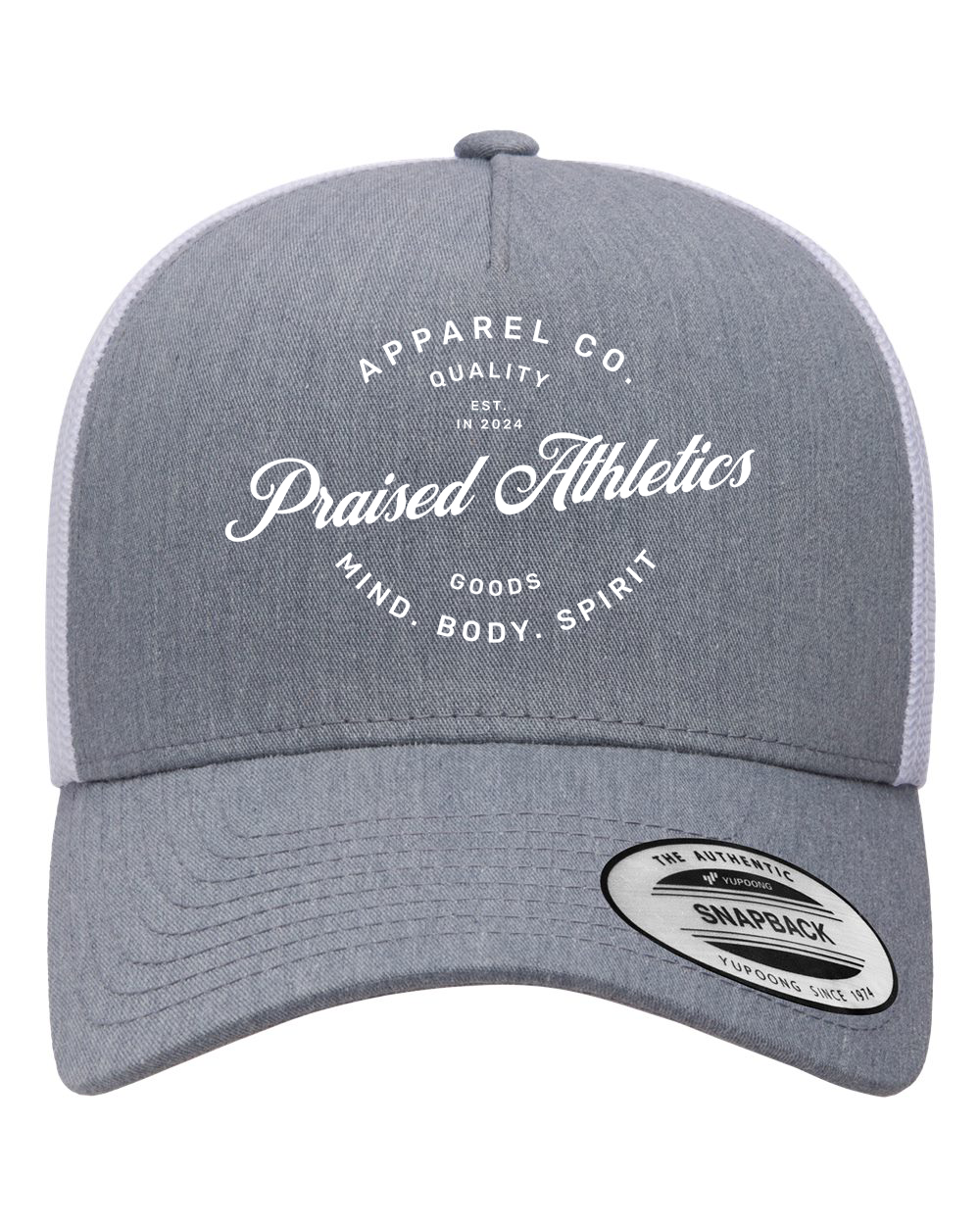 Five-Panel Retro Trucker Cap (Heather Grey/white)